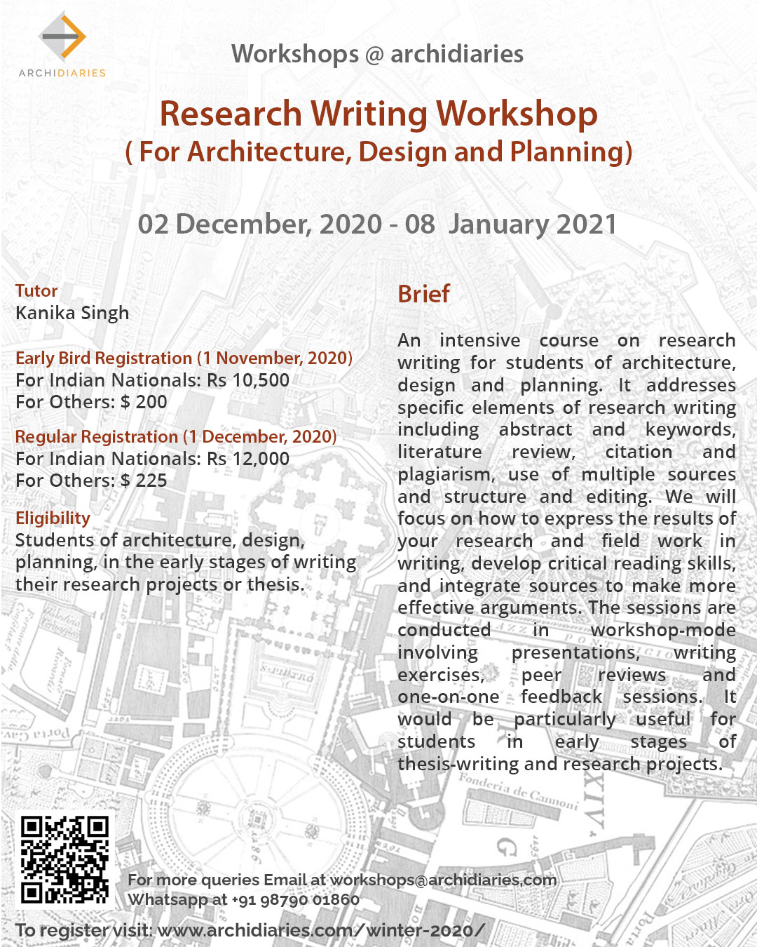 Open for Registration: Research Writing Workshop: For Architecture, Design and Planning | WINTER 2020 workshop @Archidiaries