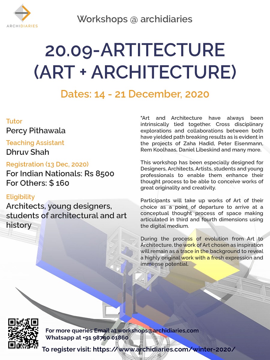Open for Registration with Deducted Fees: ARTITECTURE: Art + Architecture | WINTER 2020 workshop @Archidiaries
