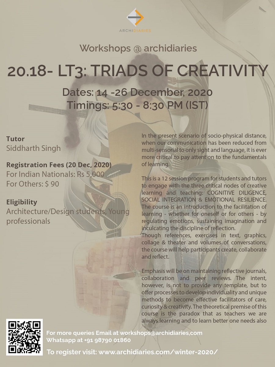 Open for Registration: LT3: Triads of Creativity | WINTER 2020 workshop @Archidiaries