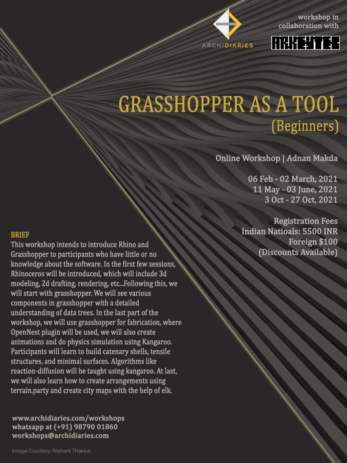 Open for Registration- Grasshopper as a Tool | Spring 2021 workshop