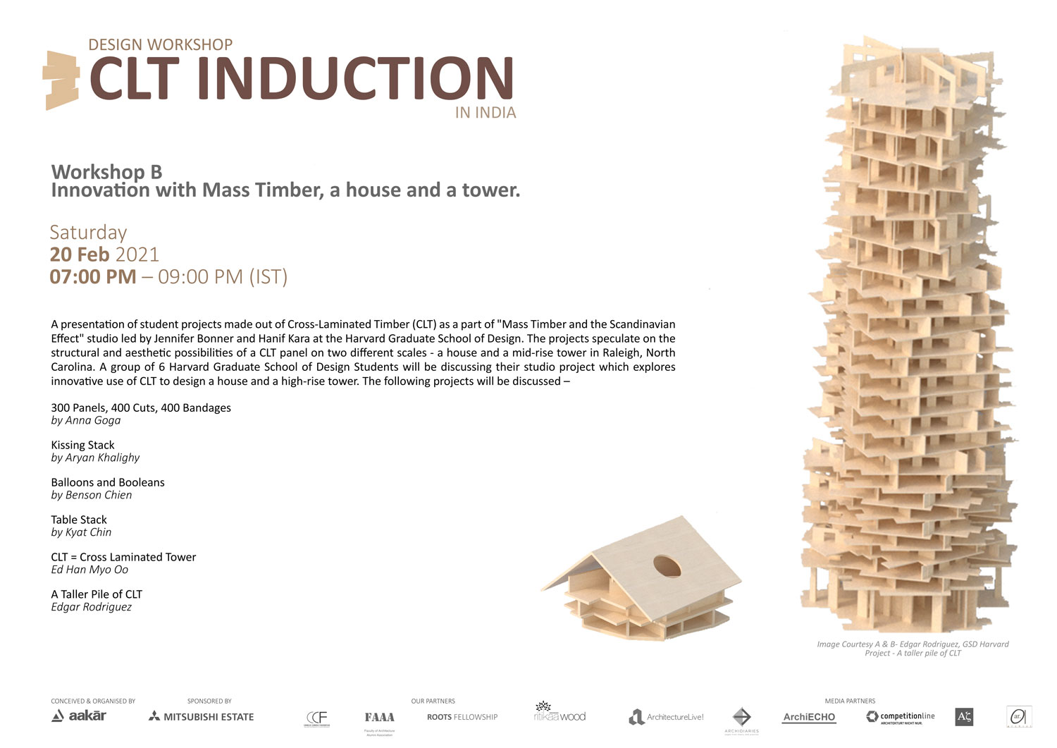 CLT Induction in India | WORKSHOP B – Innovation with Mass Timber, a house and a tower.