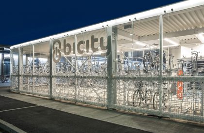Glowing Bicycle station in Bergamo | Studio Capitanio Architetti